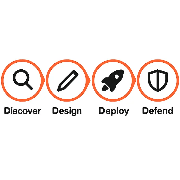 QyrosCloud Methodology - Discover, Design, Deploy, Defend